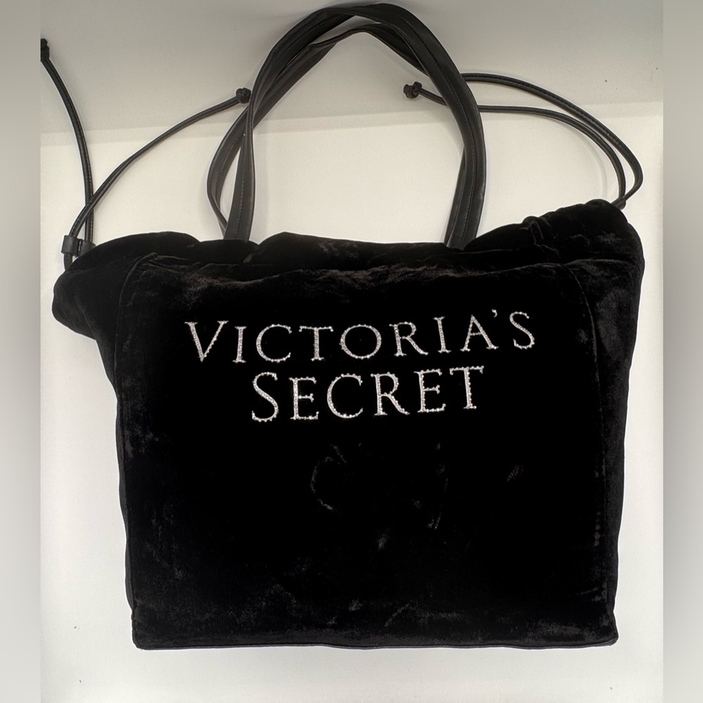 Victoria’s Secret Black Velvet Logo Tote Bag